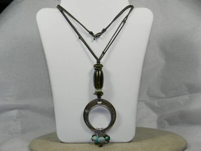 Silpada Sterling and Brass Howlite Circle Pendant Necklace  N1892 - Image 1 of 4