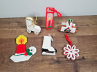 Ornements de Noël en toile plastique maison patin bois de chauffage flocon de neige bougie 6 pièces