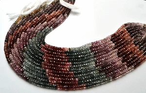 1 STAND 64.CT 13.5" AAA MULTI COLOR SPINEL Micro FACETED Rondelle BEADS 3.5-4 MM - Picture 1 of 3