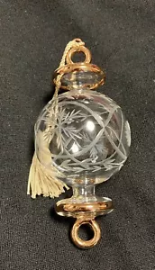 Marquis Waterford Collectible 6” Etched Glass Ornament Tassel Cord Gold Trim EUC - Picture 1 of 10