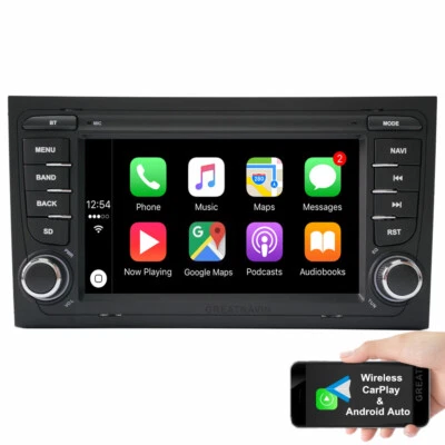 7" Autoradio CarPlay für Audi A4 B6 B7 S4 RS4 Video GPS Radio Sat Navigator BT - Bild 1 von 4