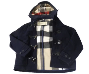 Burberry Montgomery Duffle Coat Mens XL Navy Nova Check Wool Made in England - Picture 1 of 15