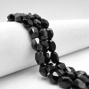 Natural Black Onyx Faceted Nugget Beads Approx. 9x13mm 15.5" Strand - Picture 1 of 2