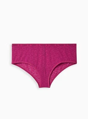 Torrid 4-Way Stretch Lace Mid-Rise Cheeky Logo Panty Boysenberry Size 2 NEW - Image 1 of 2