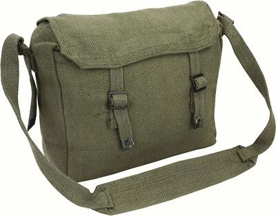 Highlander Webbing Haversack Army Military Cotton Canvas Shoulder Bag Olive - Image 1 of 4