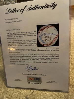 12 HOFers PSA Authenticated AUTOGRAPHED Baseball- indludiing Ted Williams - Image 1 of 4