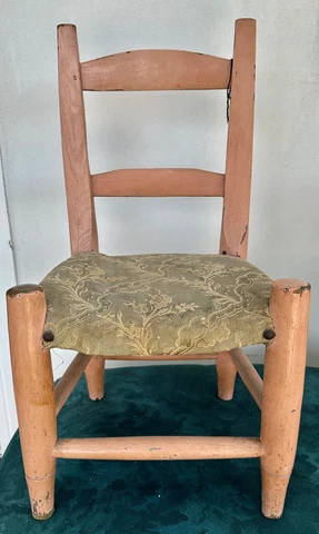 Antq Louise Fletcher Estate French Country Style Ladder Back Childs Chair Shabby Cover