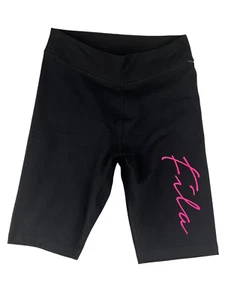Pantalones cortos para mujer Fila talla M negros ropa activa rosa logotipo ajuste elástico - Imagen 1 de 11