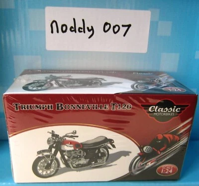 Atlas Classic Motorbikes -Triumph Bonneville T-120.  Boxed. 1 24 scale. SEALED - Image 1 of 2