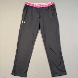 Under Armour Pants Youth L Gray Pink Jogger Lightweight Athletic Loose - Picture 1 of 8