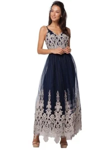 Maxi Vestido Barroco Chi Chi London Sin Mangas Tirantes Talla UK12 EUR40 US8 - Imagen 1 de 3