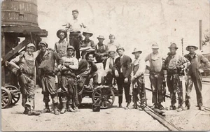 RPPC Labor Scene Work Crew Posing on Railroad Cart Bristol New Hampshire c. 1910 - Picture 1 of 2