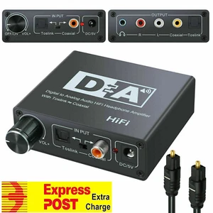 192kHz Digital Optical Coaxial Toslink to Analog RCA L/R 3.5mm Audio Converter - Picture 1 of 11