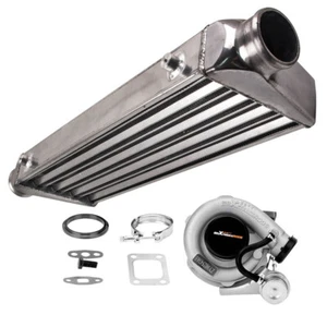 T04E T3 Turbo Turbocharger Kit 400+HP Wastegate + 27x7x2.5 Intercooler V-Band - Picture 1 of 10