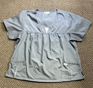 American Standard Uniform Medical Scrub Top Women’s Size 2XL Gray Pink V-Neck - Picture 1 of 7
