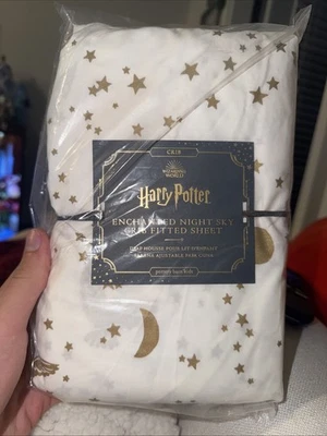 Pottery Barn Kids Harry Potter Enchanted Night Sky Fitted Crib Sheet Gold NEW - Image 1 of 2