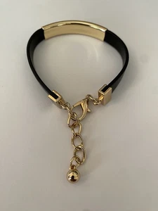 Brazalete de identificación de cuero sintético/PU en blanco para hombres y mujeres tono dorado herrajes cierre de langosta - Imagen 1 de 7