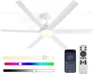 Modern Outdoor Ceiling Fans with Dimmable LED Light for up to 400Sq. Ft. Area, W - Picture 1 of 7