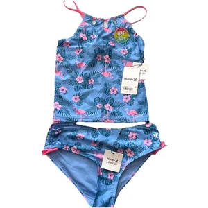 Hurley Girls Flamingo Swim Set Tankini Pink Blue 14 Youth msrp $45 New - Picture 1 of 3