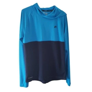 Russell Men's 360 Ventilation Blue & Black Hooded Long Sleeve Dri-Power Shirt - Picture 1 of 3