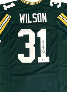 Camiseta deportiva verde réplica personalizada firmada por Emanuel Wilson de los Packers Running Back AUTO BAS - Imagen 1 de 2