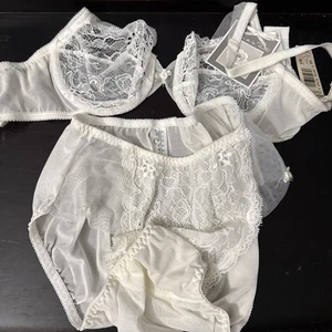 Sujetador bragas vintage años 90 Oscar De La Renta blanco encaje crema - Imagen 1 de 10