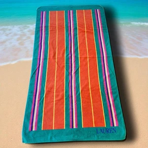Toalla de playa Ralph Lauren 69x34,5 rayas retro colores RLL algodón toalla de piscina - Imagen 1 de 3