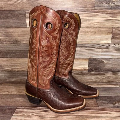 Twisted X Mens 16" Buckaroo Western Cowboy Boots 10 B MBK0004 Brown Leather Tall - Image 1 of 4