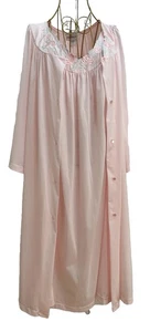Shadowline Nightgown Robe Set Pink Nylon 2XL Granny Romantic Feminine Coquette - Picture 1 of 14