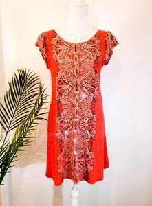 Terracotta Paisley Sequinned Shift Beach Holiday Dress - Dorothy Perkins size 12 - Picture 1 of 8