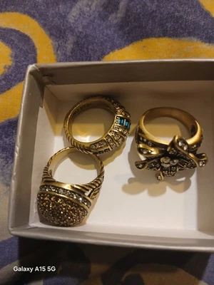 Juego de 3 anillos de vidrio con estrás incrustados vermiel de plata esterlina Heidi Daus talla 8,5 Foto 1 de 4