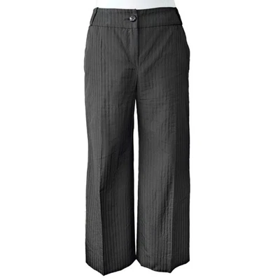 Calça Armani Collezioni preta listrada jacquard perna larga cropped tamanho 6 - Imagem 1 de 4