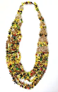 Sobral Fragments Ravi Chartreuse Yellow & Gold Beads Runway Artist Made Necklace - Picture 1 of 6
