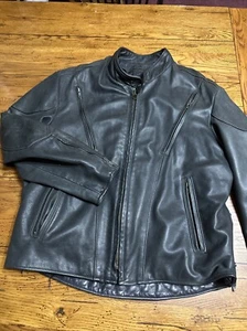 Chaqueta motera de cuero excelente vintage hecha en EE. UU. talla 48 - Imagen 1 de 15