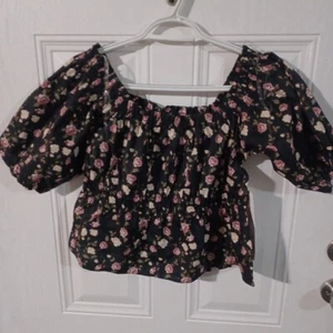 Celebrity Pink Puff Short Sleeve Floral Top Square Neck Size L - Picture 1 of 14