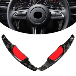 2×Steering Wheel Paddle Shifter Extension Fit Mazda 3 2020-2021 Carbon Fiber Car - Picture 1 of 11