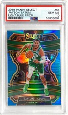 2019-20 Panini Select Jayson Tatum Card #54 SP Light Blue Prizm /299 PSA 10