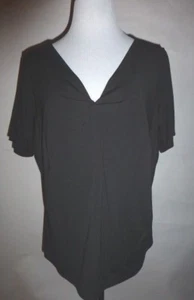 Talbots Woman Size 1X Black Jersey, S.S. V-Neck Top, New Old Stock, NEVER WORN - Picture 1 of 7