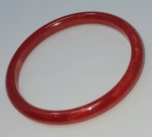 Bakelite Bangle Bracelet Red Marble Candy Apple Cherry color  3"  TESTED - Picture 1 of 11