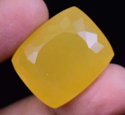 51.30 Ct Natural Yellow Opal Certified Flawless Unheated Cushion Shape Gemstone - Image 1 of 4