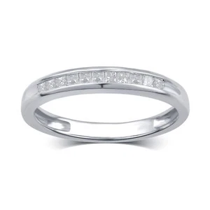 Women's 10K White Gold Channel Set Princess Cut Diamond Bridal Band Ring 0.25CT - Picture 1 of 3