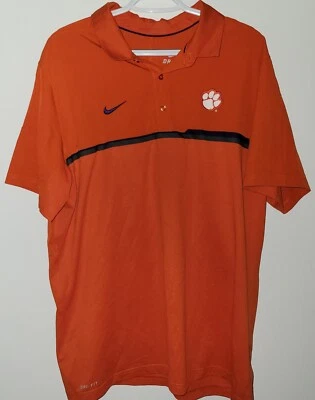 Nike Dri-Fit Clemson Tigers Polo Shirt Men's Size XL Extra Large Orange Purple - Image 1 of 4