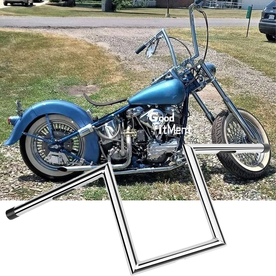 10" Rise 1" Ape Drag Hanger Z-Bar Handlebar For Harley Chopper Bobber Sportster - Image 1 of 4