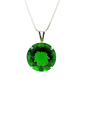 Collar colgante de meteorito moldavita verde natural con cadena de caja de plata de ley Foto 1 de 2