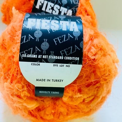 Feza Fiesta Yarn Lot of 4  Orange Slub Nylon NoveltyNew Vintage Discontinued - Image 1 of 4