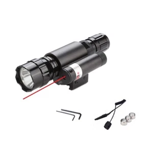 Lampe Tactique + Laser Adaptable Rail 11 ou 20mm Picatinny Weaver Chasse - Imagen 1 de 12
