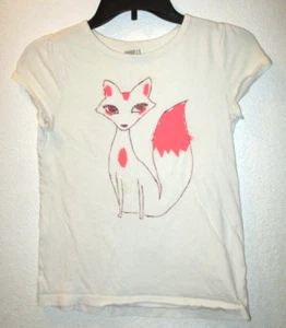 Camiseta Top Niñas Crazy 8 Coral Kitty Cat Gráfico Manga Gorra Blanca Talla 10-12 - Imagen 1 de 3