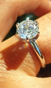 1.33ct VS D E Lab Diamond Coated Made Solitaire 14K White Gold Engagement Ring - Picture 1 of 8