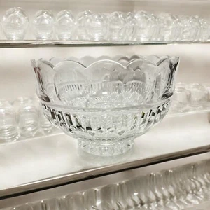 Vintage Lead Crystal Glass Scalloped Edge Large Pedestal Bowl - Picture 1 of 9