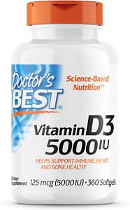 Doctor's Best Vitamin D3 5,000 IU Non-Gmo, Gluten-Free, Soy Free, 360 CT 1PK